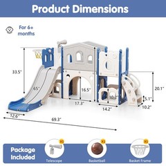 Toddler Slide Set, 8 in 1 Kids Slide with Climber, Indoor Outdoor Slide for 1-3