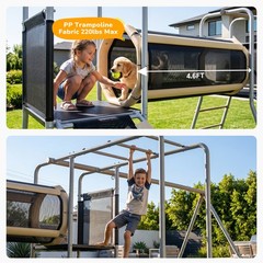 Metal Swing Set Playground Set with 2 Swing, Monkey Bar, Climbing Ladder & Slide