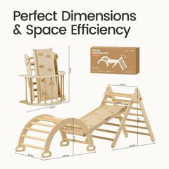 Pikler Climbing Triangle Set Tiny Land 7 in 1 Natural
