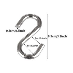 15 PCS 304 Stainless Steel S Hooks 3.2 Inch 5/16 Inch Thick Heavy Duty S Hook…