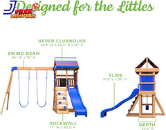 Wood Swing Set with Wave Slide Play Deck Rock Wall Ladder Belt Swings Outdoor