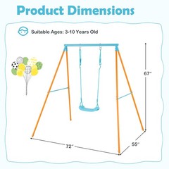 Toddler Swing Heavy Duty Metal Swing Set with A Frame Adjustable Ropes