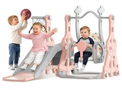 Toddler Slide and Swing Set – Baby Slide for Toddlers Age 1-2, with Basketbal…