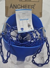 High Back Full Bucket Toddler Swing Seat with 60″ Heavy Duty Plastic Coated Chai