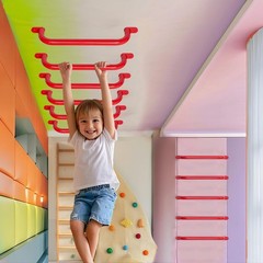 17 Inch Red Playground Handles Indoor Kids Monkey Bars Ladders 2Pcs