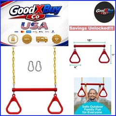 Red Kids Swing Set Accessories with 18″ Trapeze Bar & 48″ Chains