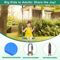 Durable Non-Slip Kids Swing Seat 300lbs, Adjustable Rope, Indoor/Outdoor Blue