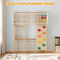 Indoor Jungle Gym for Kids 8-in-1 Montessori Climber Playset with Swing Monkey