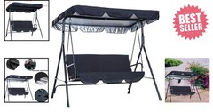 Elegant Black 3-Seat Swing Canopy Replacement Top – Waterproof Oxford Fabric