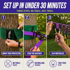 Ninja Warrior Obstacle Course for Kids – Ultimate Outdoor Fun 2×55 Ft Ninja S…