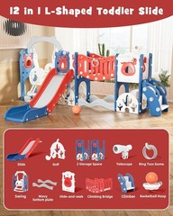 12-in-1 Toddler Slide & Swing Set Kids Slide Toddlers Age 1 Toddler Outdoor