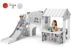 9IN1 Toddler Slide Climber Playset with Playhouse Indoor Outdoor Playground