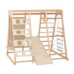 9-in-1 Wooden Climbing Set w/ Slide, Pikler Triangle Indoor Play Structure 176lb