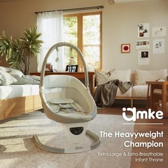 AMKE Baby Swing for Infants with Spacious & Breathable Mesh Seat 5-Point Harness