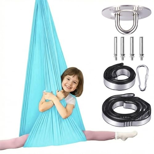 Sensory Swing – Indoor Swing，Comes with Heavy Duty Hardware and Soft Nylon Blue
