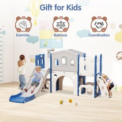 Toddler Slide Set, 8 in 1 Kids Slide with Climber, Indoor Outdoor Slide for 1-3
