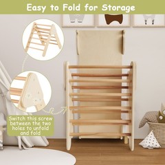3-in-1 Kids Climber Set Toddler Wooden Play Arch with Sliding and Climbing Ramp