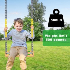 Wooden Swing Seat 500 lbs Load Capacity for Kids & Adults – Non-Slip Tree Swing