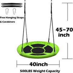 Durable 500Lb Capacity 40” Kids Saucer Swing – All-Weather Oxford Fabric Seat