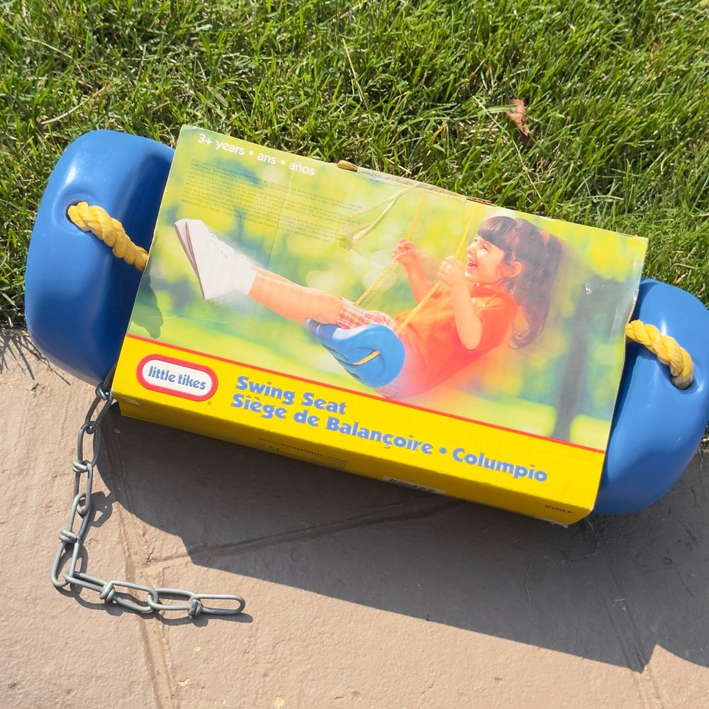 New Little Tikes Blue Swing Set Seat 4205 Yellow Rope Chain Tree Vtg 2003 USA