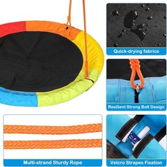 GIKPAL Children’s Outdoor UFO Swing with Stand, 440 lb Swing Set, Rainbow Colors