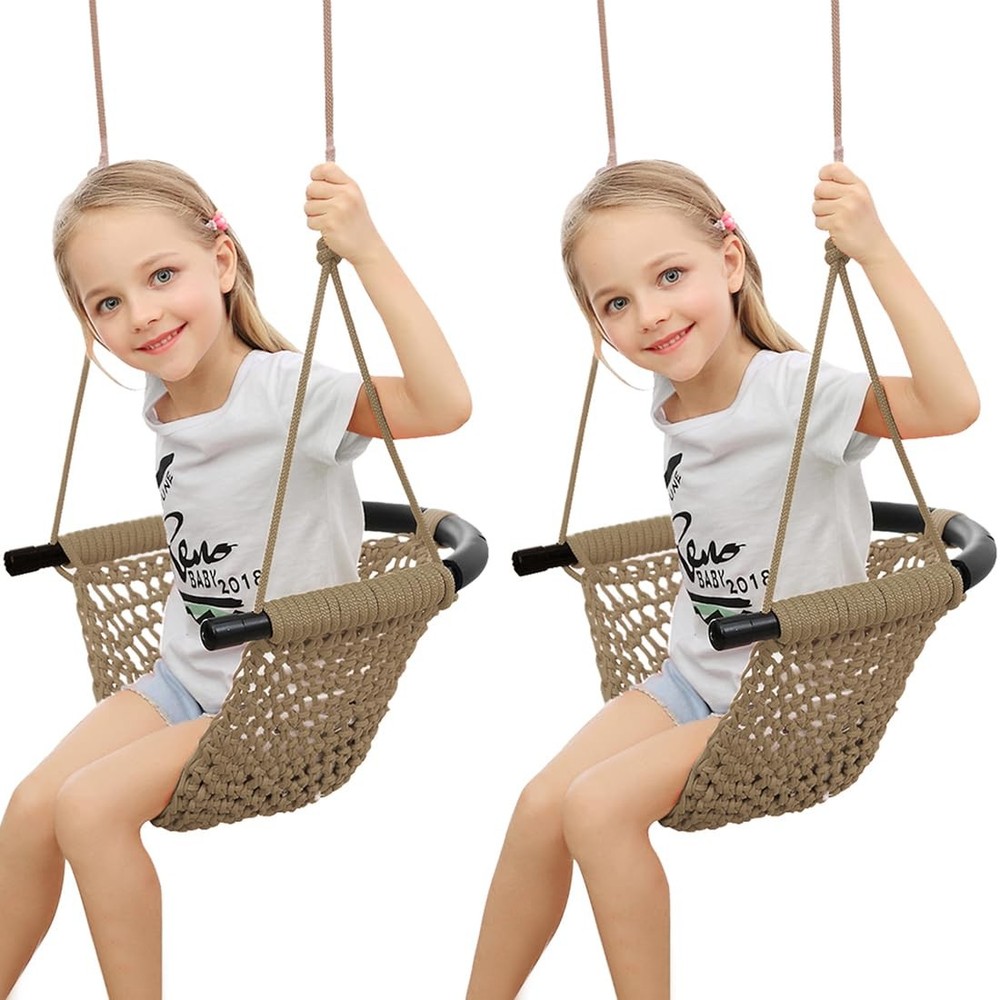 Hand-Knitting Toddler Swing, Swing Seat for Kids with Adjustable Ropes, Littl…
