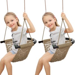 Hand-Knitting Toddler Swing, Swing Seat for Kids with Adjustable Ropes, Littl…