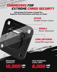 1/2″ Recessed D-Ring Tie Down Anchors 4Pack w/Hole Saw Drill, Black | Trailer…