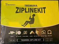 Trsmima 150 ft Zip Line Kit 100% Rust Proof W/ Safety Harness 350lb Limit