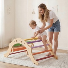 VEVOR Pikler Triangle Set 9-in-1 Toddler Climbing Toys with Xylophone Rainbow