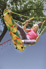 250Lb Wooden Prism Skateboard Swing Foam Top Poly Rope Outdoor Yard Kids Playset