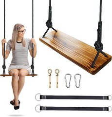 Hanging Wooden Swing 24″x 8″x 1.2″ Tree Swing Adults & Kids W/ 500lbs Load