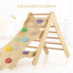 Pikler Triangle Set 3 in 1 Climbing Toys for Toddlers Foldable Wood Montessori B