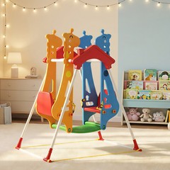 Qaba Kids Indoor Swing with Double Seats and Safety Belts, Mixed-Color
