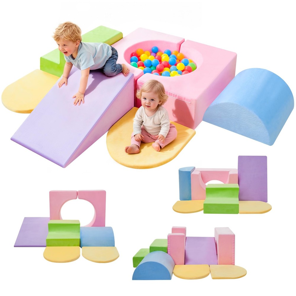 Climbing Toys for Toddlers Indoor,7-Piece Foam Toddler Climbing Blocks Set, C…
