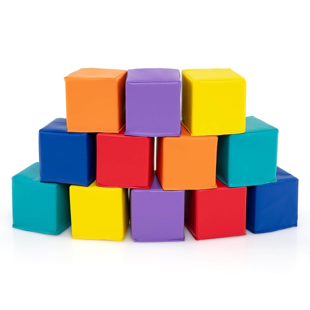 12 PCS Foam Building Blocks 5.5″ x 5.5″ Colorful Climbing Foam Soft Cubes