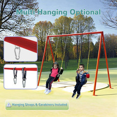 2-Pack Green and Black Swing Seat with 66 In. Anti-Rust Chains, Metal Triangle R