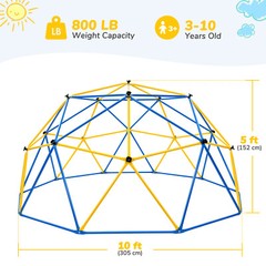 10ft Climbing Dome with Hammock Cargo Net Jungle Gym Monkey Bar Outdoor Playset