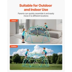 Uimoso 10FT Geometric Dome Climber with Swing and Hammock for Outdoor Play