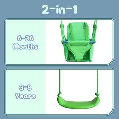 2-in-1 My First Toddler Swing Set for Backyard, Baby Indoor/Outdoor Swing wit…