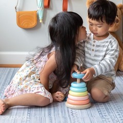 Play Platoon Wooden Rainbow Stacking Toy Ring Stacker, Interactive Learning Toys