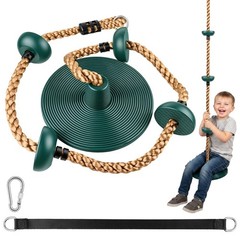 Tree Swing 330LB, Rope & Platform Set with Carabiner, Green