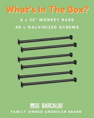 22 Inch Outdoor Monkey Bars for Backyard – Set of 6, Black Metal Outdoor/Indo…