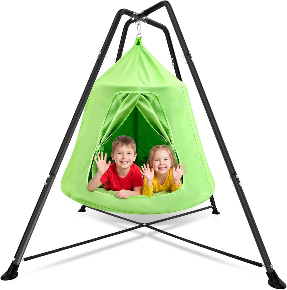 X-Shaped Swing Stand with Sensory Swing for Kids & Adults – 330 lbs Capacity