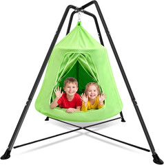 X-Shaped Swing Stand with Sensory Swing for Kids & Adults – 330 lbs Capacity