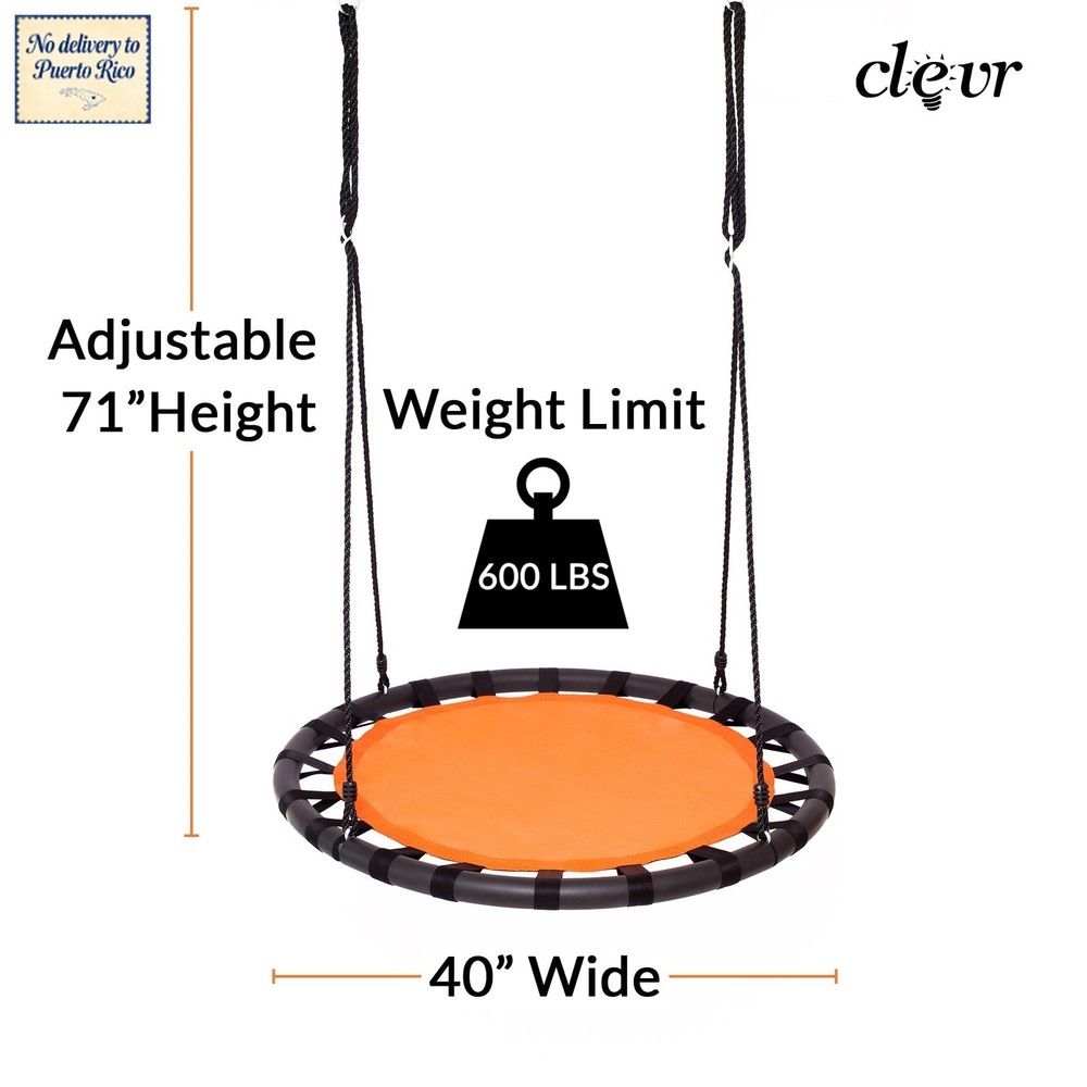 40″ Tree Net Web Saucer Round Swing, Adjustable 71″ Height Rope, 600 lbs