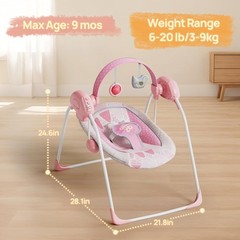 Electric Baby Swing with 5 Speeds, 6 Melodies & Timer – Battery Powered