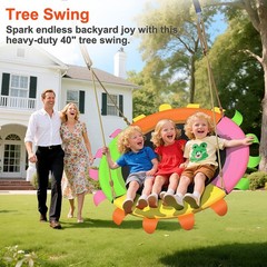 40″ Tree Swing for Kids Outdoor 600lb Weight Capacity, Saucer Swing with Adj…