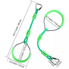 Green Ninja Obstacle Course Kit with Monkey Bars and Swing Rings, Adjustable Out