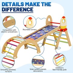 7-In-1 Foldable Baby Climbing Set Wooden Toys With Arch Triangle Pinball Seesaw